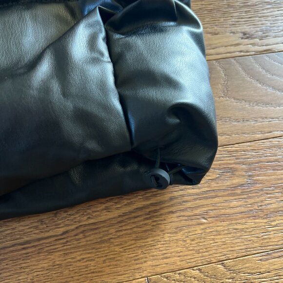 ZARA Faux Leather Puffer Vest Black Size M | High Collar Zip Front Vest - Picture 4 of 6